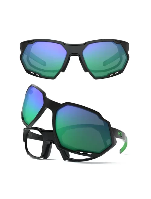 Óculos de Grau HB Rush Matte Black D. Green / Green Chrome